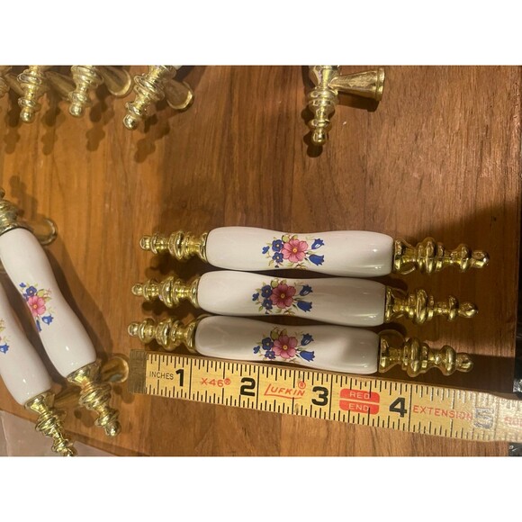 10 Floral Milkglass Cabinet Handles - Picture 4 of 6